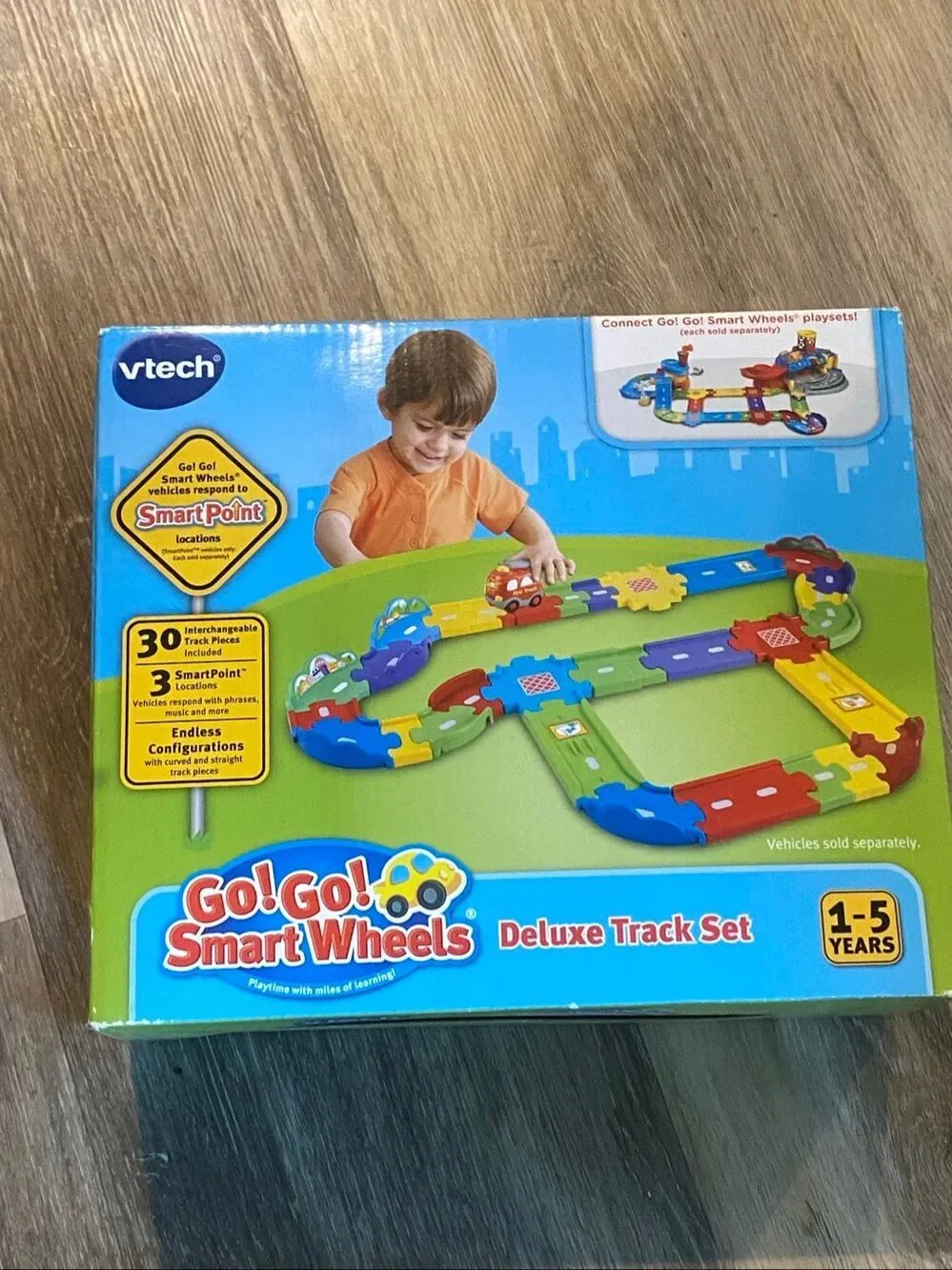New VTech Go! Go! Smart Wheels Deluxe Track Set 30 Piece Tracks 3 Smart Points